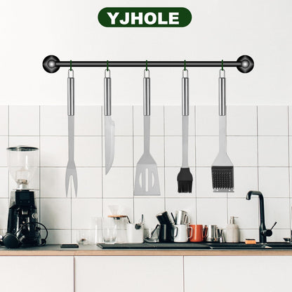 YJHOLE Grill Tools for Outdoor Grill - 7PCS BBQ Tools Grill Utensils with Grill Tong, Fork, Spatula, Basting Brush, Grill Cleaning Brush, Sharp Steak Knife, BBQ Tool Set Grilling Tool Kit