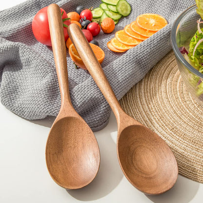 Wood Spoon, Healthy Acacia Wooden Cooking Spoons, Durable Kitchen Serving Spoon Scooper, Non Scratch Wood Ladle Tableware For Cooking, Serving Salad, Stirring Soup, Easy to use