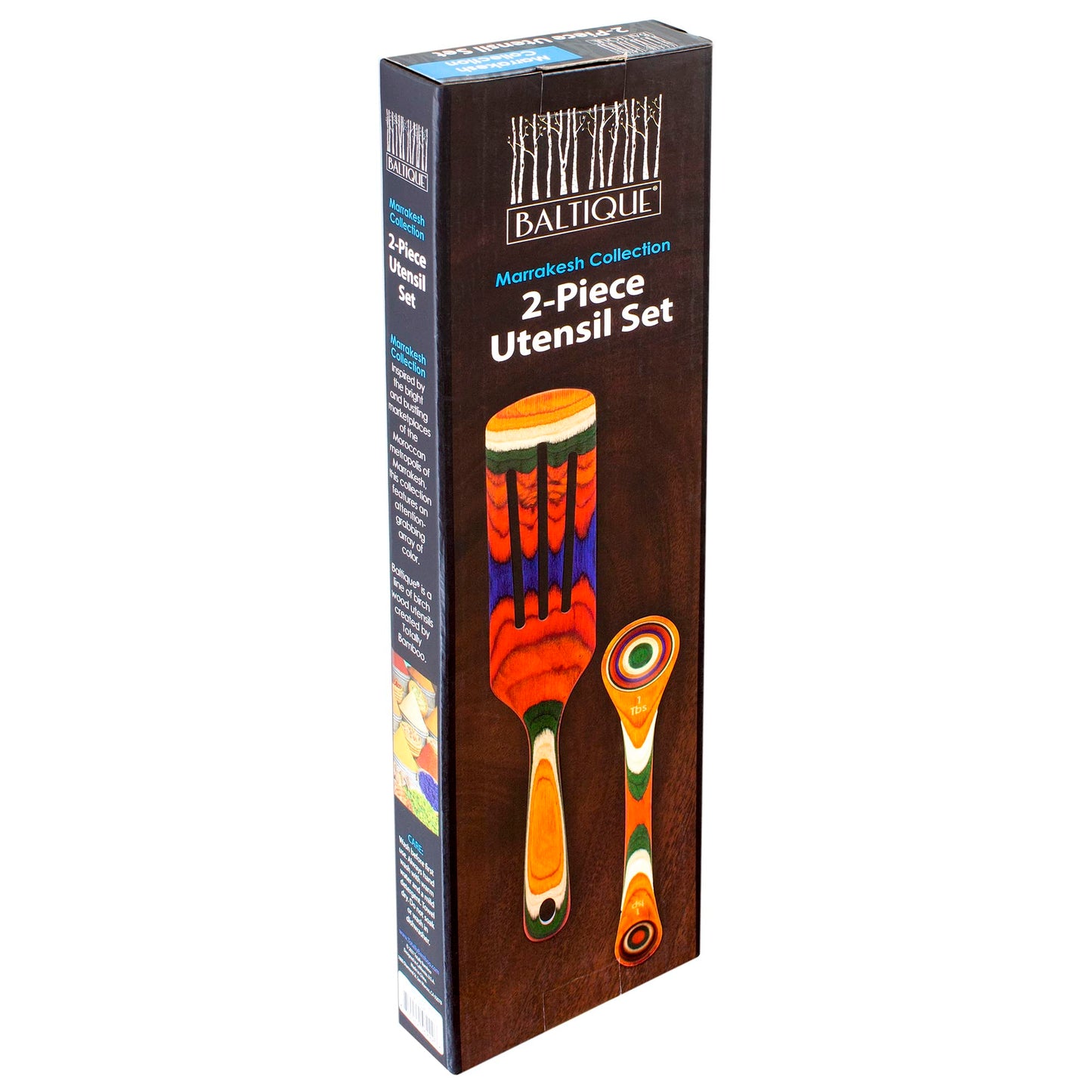 Totally Bamboo Baltique Marrakesh Collection 2 Piece Cooking Utensil Set, Spurtle & Measuring Spoon