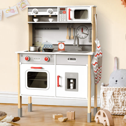 JOYOOSS Play Kitchen for Kids,Wooden Kids Kitchen Playset Toy Toddler Play Kitchen Set for Toddlers 3+ with Real Lights & Soundswith Cookware Accessories