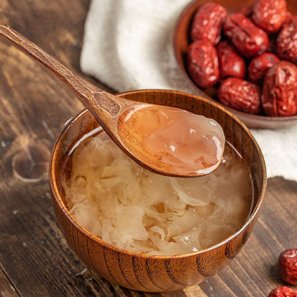 Soup Spoons,AOOSY Wooden Soup Spoons, 6 Pieces 7.84 inches Japanese Ramen Spoon Round Nanmu Wood Long Handle Rice Dessert Cooking Tasting Dinner Table Spoon for Kitchen Restaurant