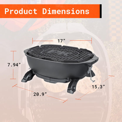 PK Grills PKGO Portable Hibachi Charcoal Grill, Portable Grill with Cast Aluminum Outdoor Smoker, BBQ Grill for Camping, Backyard Grilling, Park, Tailgating