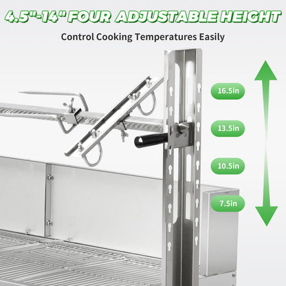SGOLAN Stainless Steel Rotisserie Grill with Windbreak 35 Inch Pig Roaster, Electric 40W Motor Pig Lamb Rotisserie 132 Lbs Capacity BBQ Rotisserie Grill for Camping, Party (35 Inch)