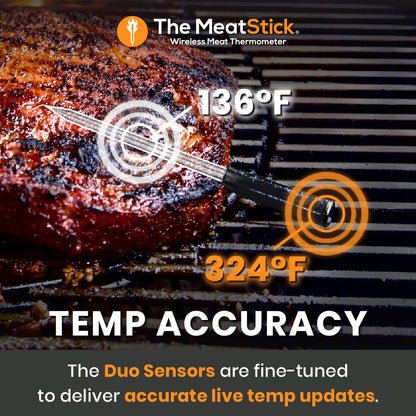 MeatStick - Wireless Meat Thermometer for Grilling and Smoking, Smart Meat Thermometer, Wireless Grill Thermometer, Wireless Meat Probe for Smoker, BBQ, Air Fryer, Deep Frying, Oven, Sous Vide