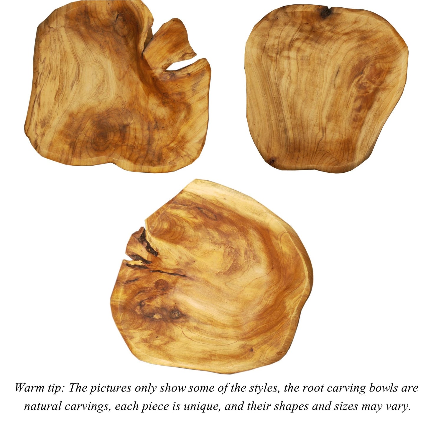 KIDYBELL Wood bowl(12"-14"),Handmade Natural Root Bowls, Fruit Salad Bowls, Creative Wooden Bowls, Each Piece is Unique