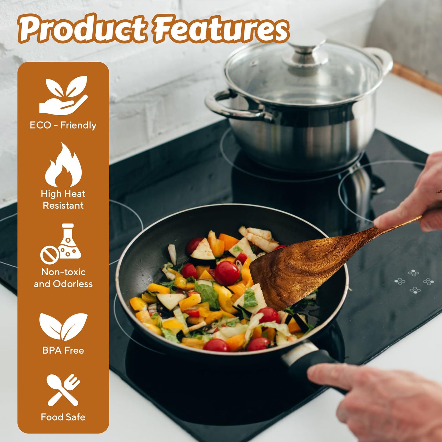 Valtify Kitchen Utensil Set, Comfort Grip Wooden Cooking Spoons and Spatula, Eco-Friendly, Heat-Resistant, Teakwood Utensils for Cooking, 6-Piece Set with Wooden Spoons and Kitchen Accessories