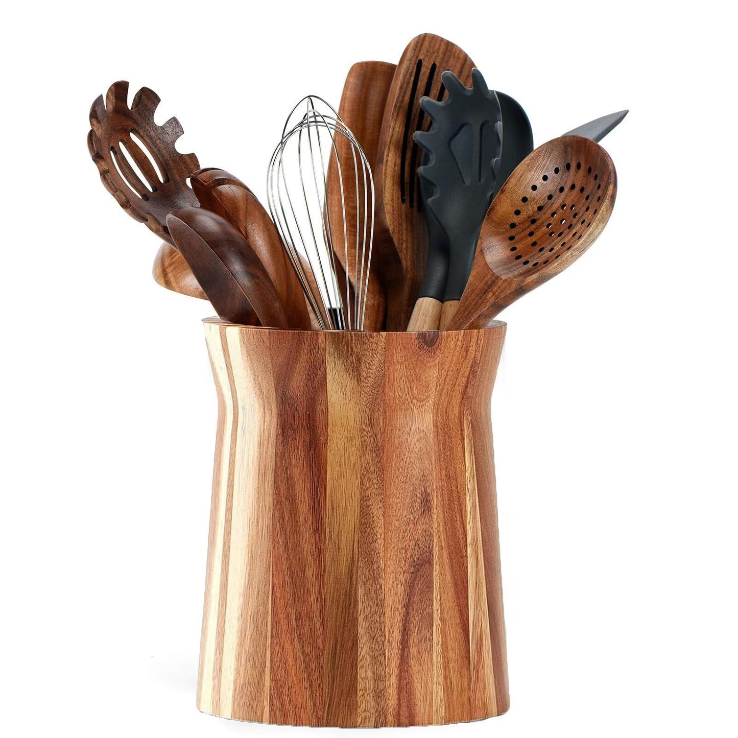 Wcatea 360° with Rotating Extra Large Cooking Utensil Holder,Wood Utensil Holder, 7.6" Kitchen Holder for Countertop Farmhouse Decor