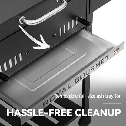 Grills House 24-Inch Charcoal Grill with Foldable Side Tables, Movable BBQ Grill with 470 Sq. In. Cooking Area for Backyard, Patio and Parties, Black, CD1824EH-SC