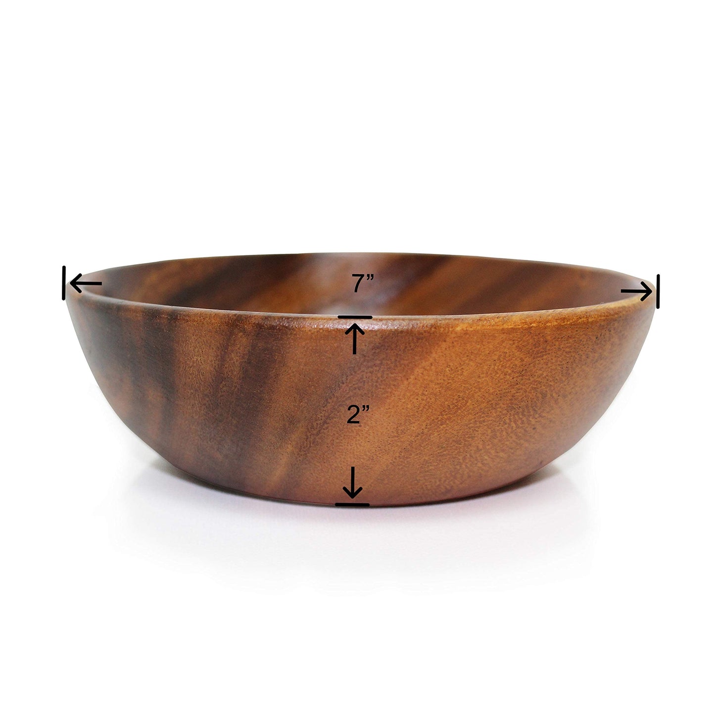 WRIGHTMART Acacia Wood Bowl, Set of 4, 7” Round, for Serving Food, Salads, Fruits, for Kitchen, Dining, or Living Room, Handmade, Natural, Rustic, Decorative and Durable Bowls.