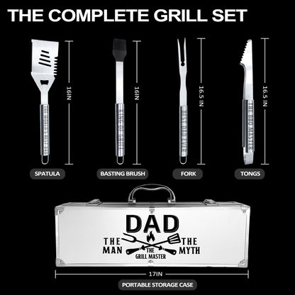Dad Gifts, Fathers Day Dad Gifts from Daughter Son Heavy Duty Grilling Accessories Kit for Backyard BBQ, Dad Birthday Gift Thick Stainless Steel Grill Utensils with Non-Slip Handle Tool Grill Present