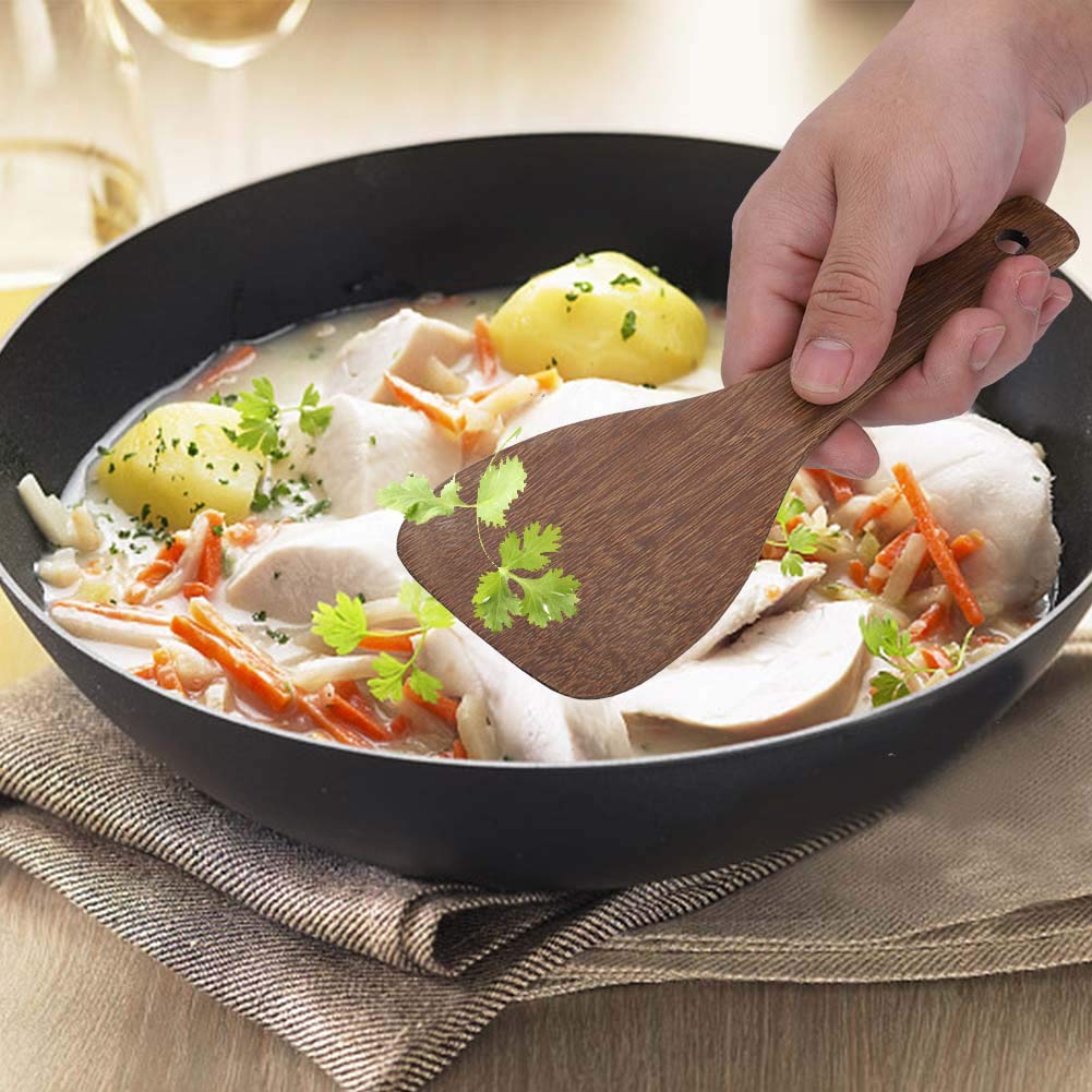 Kodrily Flat Wooden Spatula for Cooking, Wide Wood Spatula, Portable Wood Turner, Fried Rice Turner Utensils, Kitchen Cooking Tool for Steak Frying and Flipping, 8.66 x 2.95in