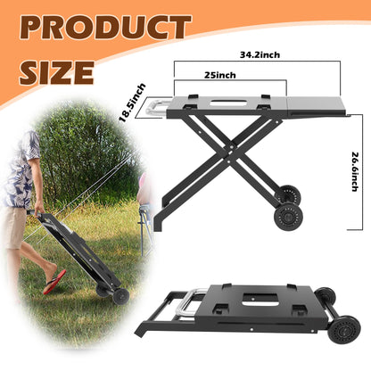 MOASKER Woodfire Outdoor Grill Stand for Ninja Woodfire OG700 Series, Collapsible Outdoor Grill Stand for Ninja OG701 OG751 Woodfire Accessories Portable Grill Cart with Wheels for Outside Camping
