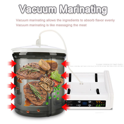 pedenencelia Automatic Vacuum Tumbler Marinating Machine,Adjustable Time,Control Panel,with 7l Capacity Pickling Barrel,with 20 Disposable Gloves,for Marinating Meat and Vegetables