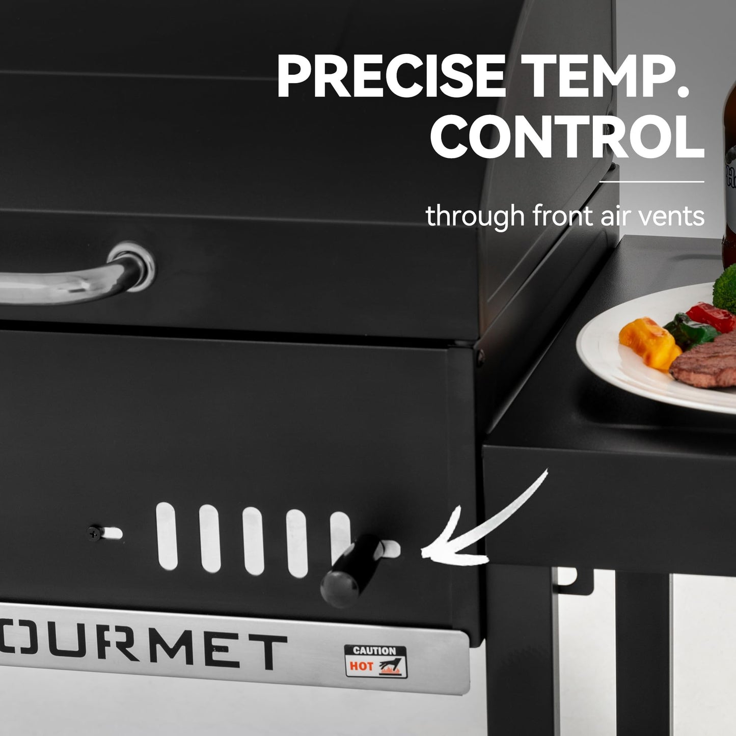 Grills House 24-Inch Charcoal Grill with Foldable Side Tables, Movable BBQ Grill with 470 Sq. In. Cooking Area for Backyard, Patio and Parties, Black, CD1824EH-SC