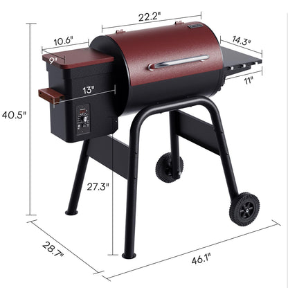 Jocoevol Electric Wood Pellet Grill Smoker for Outdoor Cooking, 456 SQ. IN Cook Area Pellet Grill with Auto Feed & PID Temperature Control 180-425°F, 6-in-1 BBQ Grill for Backyard, Camping