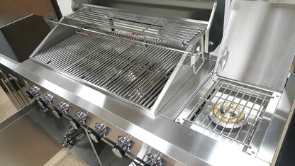 MCP Island Grills Modular 3 Piece Island Electric and Propane or Natural Gas BBQ Outdoor Stainless Steel Grill Kitchen, with Double Wine Refrigerator, Sink, Rotisserie, Black Marble Top and FREE Protective Canvas Cover, 08BF-DF