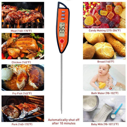 Digital Meat & Milk Thermometer - Instant Read Probe for Cooking, BBQ, Grill, Deep Fry, Roast & Baking