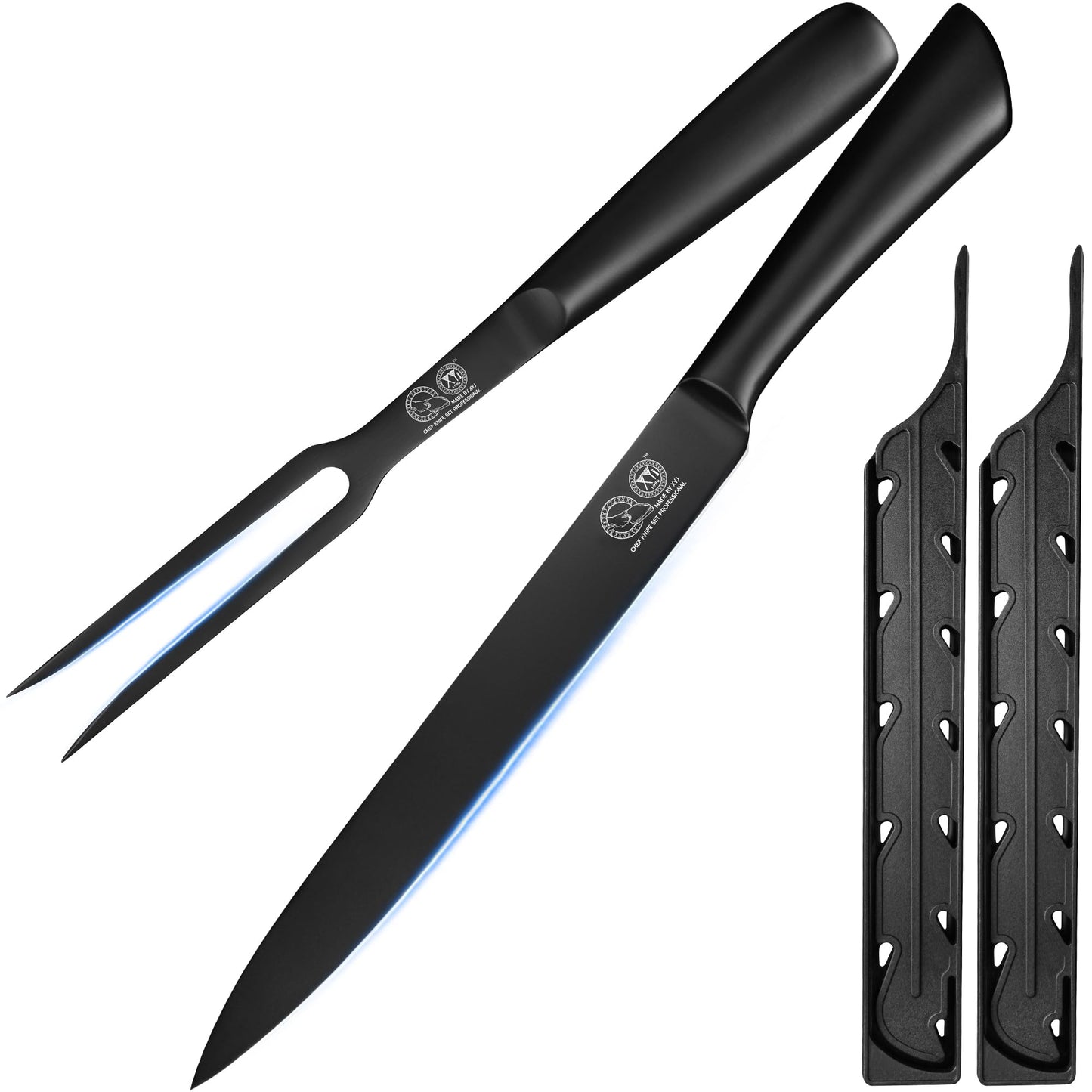 XYJ Carving Knife Set, 10 Inch Slicing Knife and Fork, Stainless Steel Professional Carving Knives, Meat Cleaver Knife With Ergonomic Handle, Kitchen Knives for Home