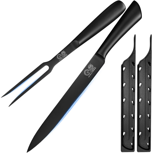 XYJ Carving Knife Set, 10 Inch Slicing Knife and Fork, Stainless Steel Professional Carving Knives, Meat Cleaver Knife With Ergonomic Handle, Kitchen Knives for Home