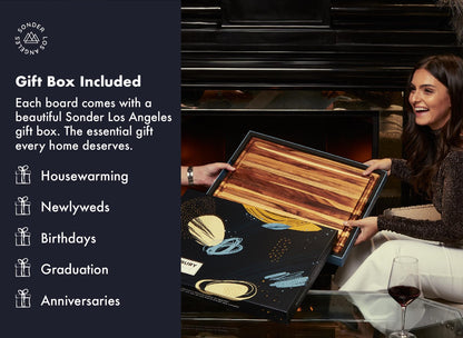 Sonder Los Angeles, XL Thick Teak Wood Cutting Board for Kitchen with Juice Groove, Sorting Compartments, Charcuterie Cheese Board 20x15x1.5 in (Gift Box Included)