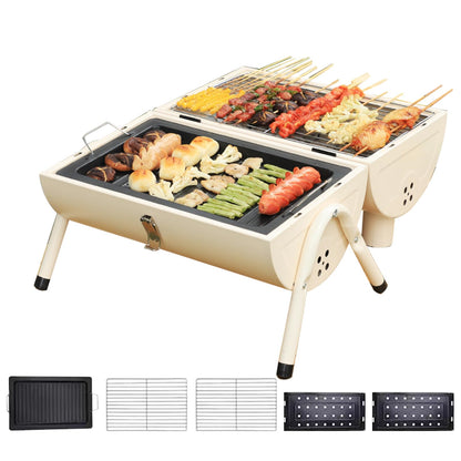 Barrel Grill - Portable Camping BBQ Smoker Grill | Lightweight Ventilated Barrel Style Barbecue for Outdoor Cooking on Porch, Balcony, Backyard, Patio, Home Garden, and Picnic Events