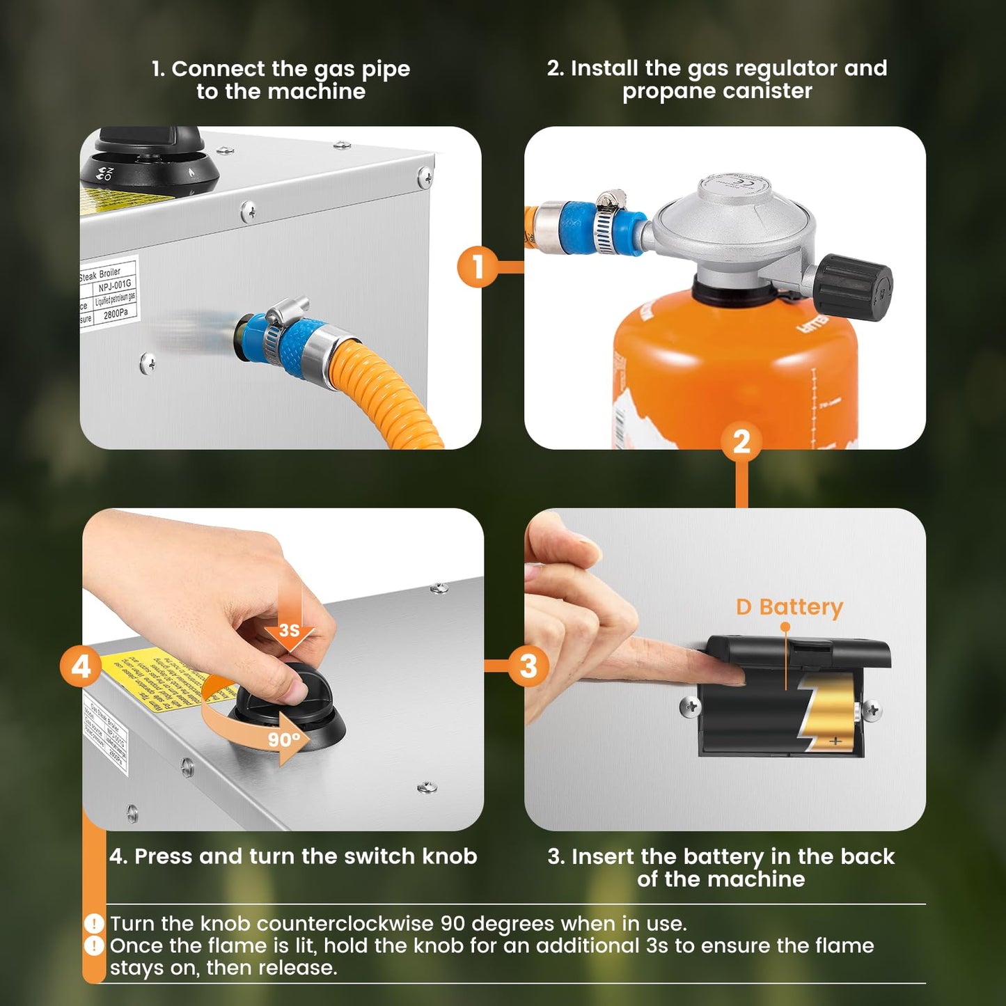 Newhai 1400℉ Propane Steak Broiler Gas Steak Grill for Carnivores Portable Propane Steak Smoker Broiler Stainless Steel Quick Cooking for Outdoor Picnic Beef Chicken Vegetables