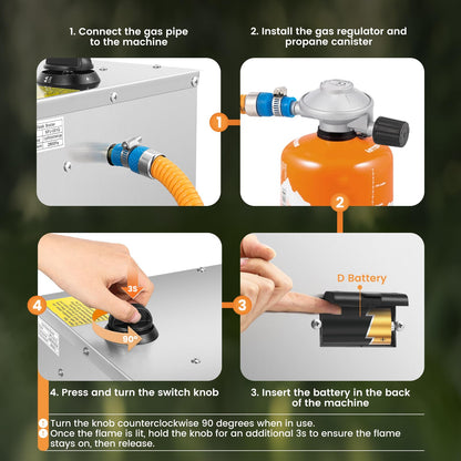 Newhai 1400℉ Propane Steak Broiler Gas Steak Grill for Carnivores Portable Propane Steak Smoker Broiler Stainless Steel Quick Cooking for Outdoor Picnic Beef Chicken Vegetables