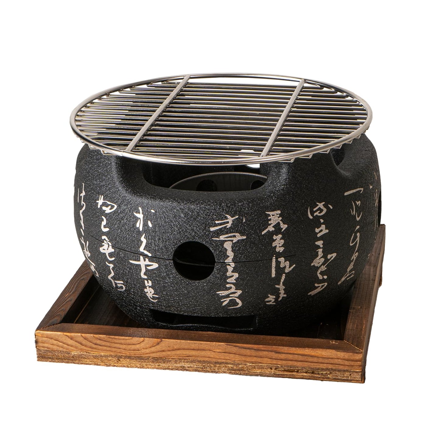 Japanese Yakitori Konro Grill Tabletop Round BBQ Grill Charcoal Stove Portable Camping Grill 8 inch Diameter Aluminum Alloy (Wire Grid Top)