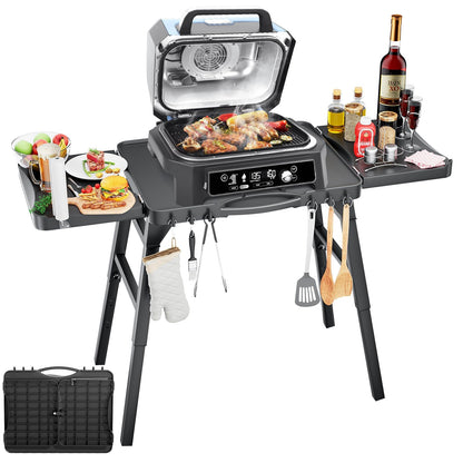 Grill Table Cart for Ninja Woodfire OG701 OG850 OG951, Pizza Oven Table Cart, Foldable Grill Stand for Ninja, Blackstone, Cuisinart, With Air Vent, Adjustable Height