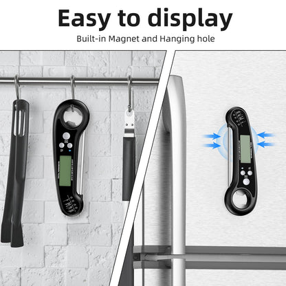 Instant Read Meat Thermometer for Grill and Cooking, Fast and Accurate Digital Food Thermometer with Backlit bi-fold Probe for Kitchen ovens, Frying, Candy, Steak