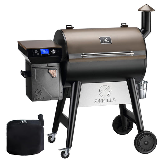 Z GRILLS Wood Pellet Grill Smoker with PID 2.1 Controller, 697 Cooking Area, Meat Probes, Rain Cover for Outdoor BBQ, 7002C