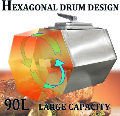 INTSUPERMAI 90L Vacuum Meat Marinator, 110V Meat Vegetable Vacuum Tumbler Marinating Machine, 500W Commercial Food Marinator, 0-99 Min Time Setting, Stainless Steel, 360° Rotation