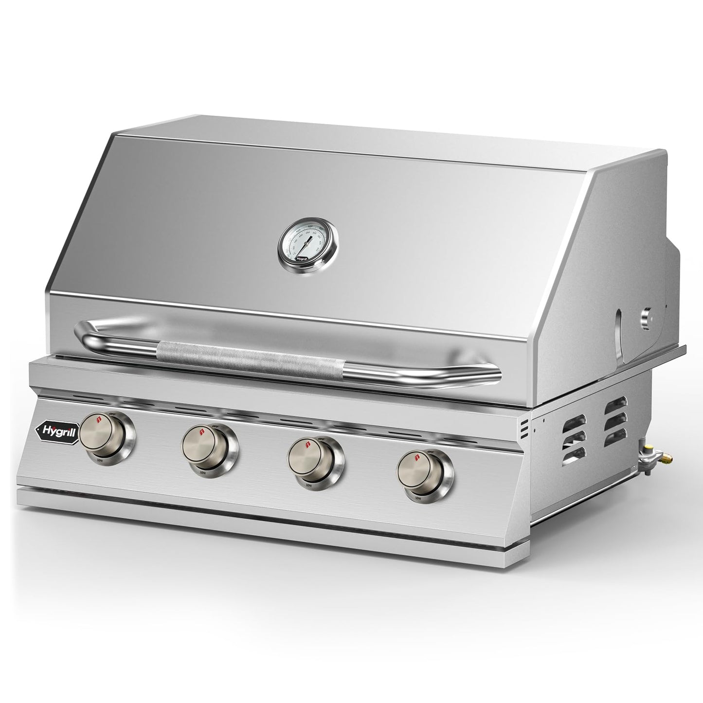 Hygrill 32-Inch Built In Grill, Stainless Steel 4-Burner Grill Head for Outdoor Kitchen, Natural Gas