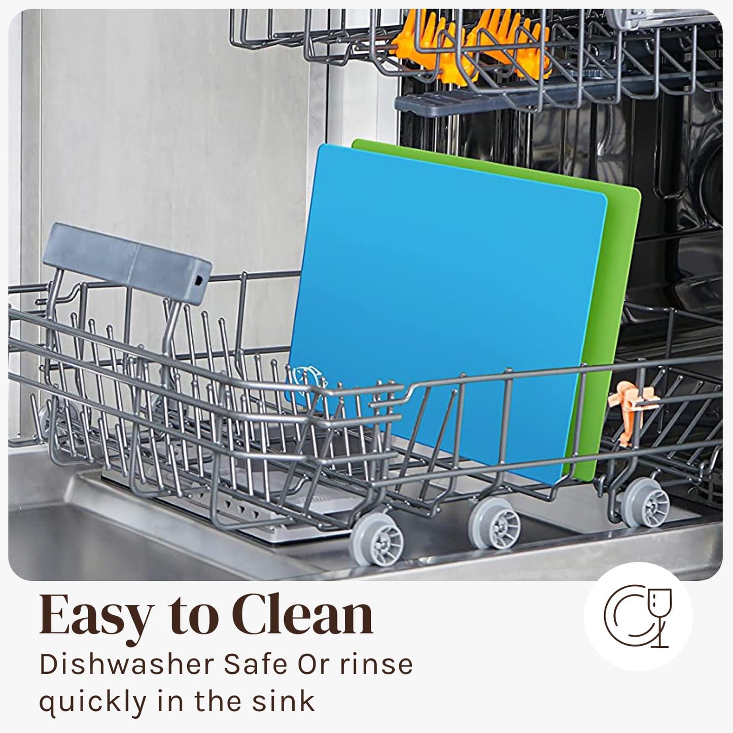 Bamboo Wood Cutting Board Set, Bamboo with 6 Color Coded Flexible Plastic Chopping Mats with Food Icons, Wooden Cutting Boards For Kitchen, Wooden Chopping Board Set Non Toxic Dishwasher Safe