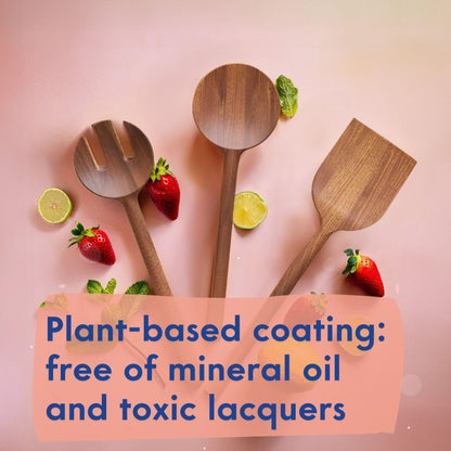 Non-Toxic Wooden Spoons for Cooking– 7-Piece Kitchen Utensils Set, Glue-Free & One-Piece Cooking Utensils, Natural Wooden Utensil Set with Plant-Based Finish, Free of Forever Chemicals