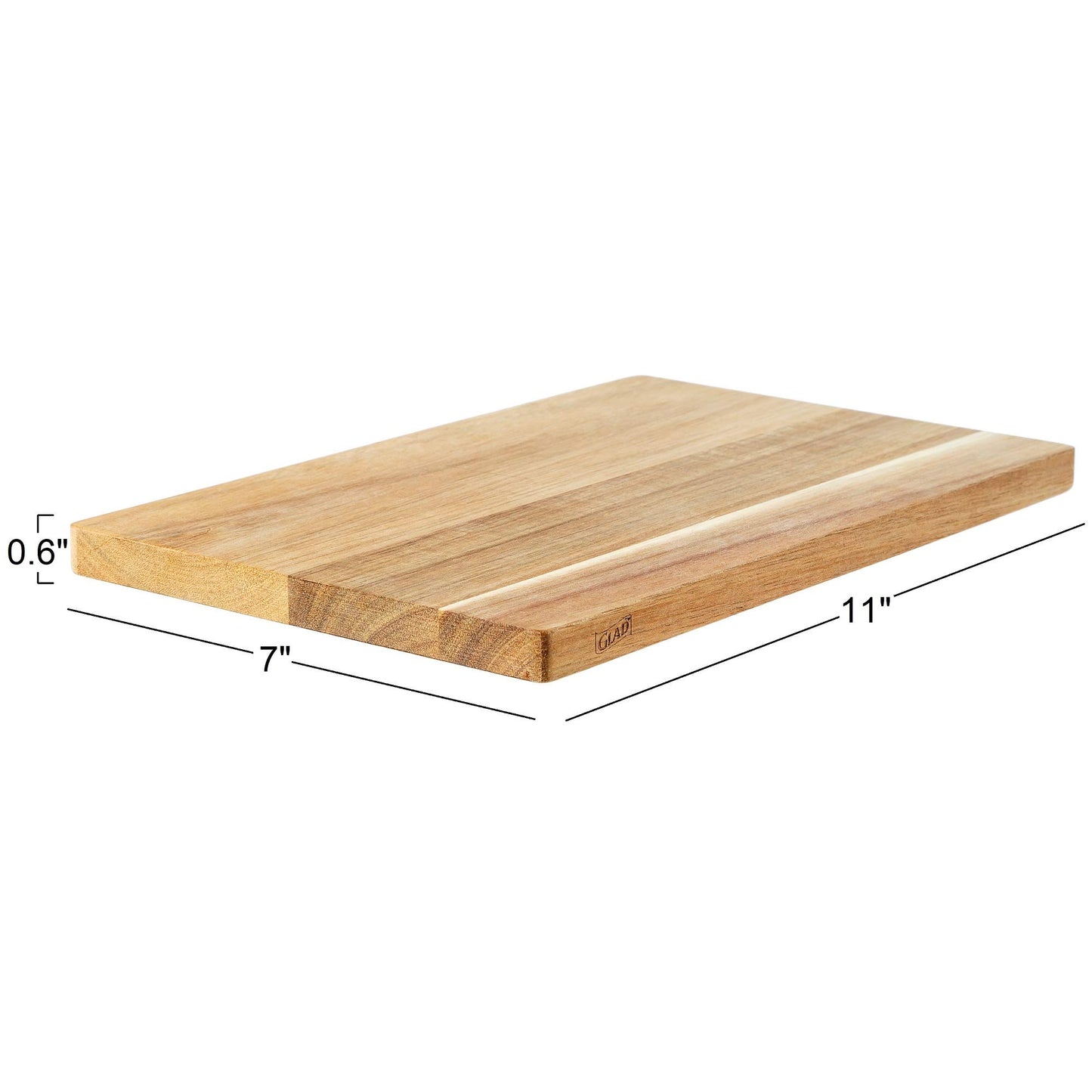 Glad Acacia Wood Cutting Board for Kitchen | Small Reversible Solid Butcher Block | Cooking Supplies for Chopping, Carving, and Serving, 11 x 7 Inches, BROWN