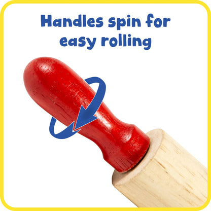 READY 2 LEARN Mini Wooden Rolling Pins - Set of 6-7.25 inches - Turning Handles - Rollers for Kids' Dough, Crafts, Imaginative Play