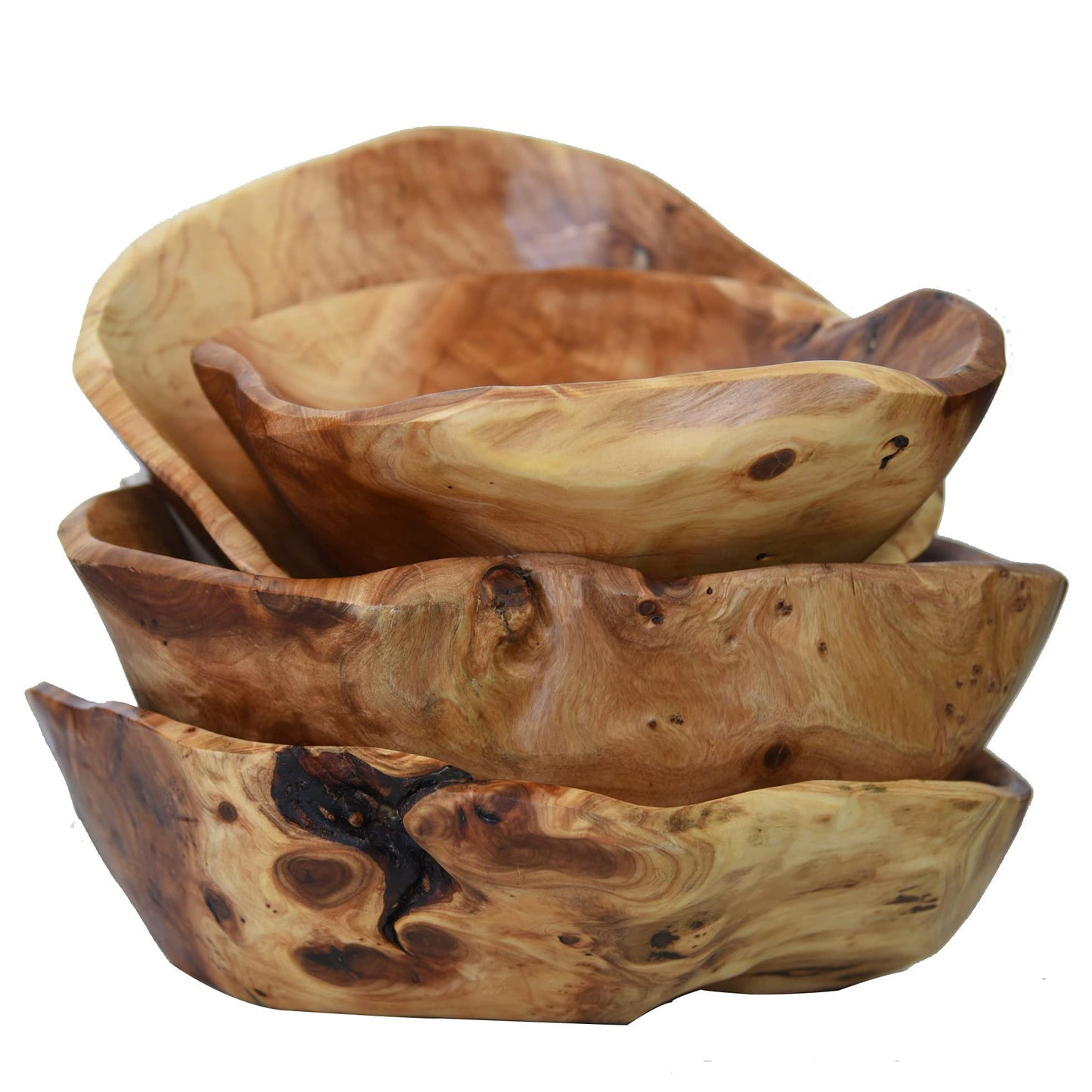 JFFLYIT Creative Wood Bowl Root Carved Bowl Handmade Natural Real Wood Candy Serving Bowl 10"-12"