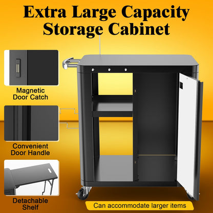 Outdoor Grill Table Cart 57"x24"x35", Outdoor Kitchen Island with Storage & Large Tabletop for Blackstone Griddle, Ooni Pizza Oven, Ninja Woodfire Grill, BBQ Station, Dining Cart, Rolling BBQ Table