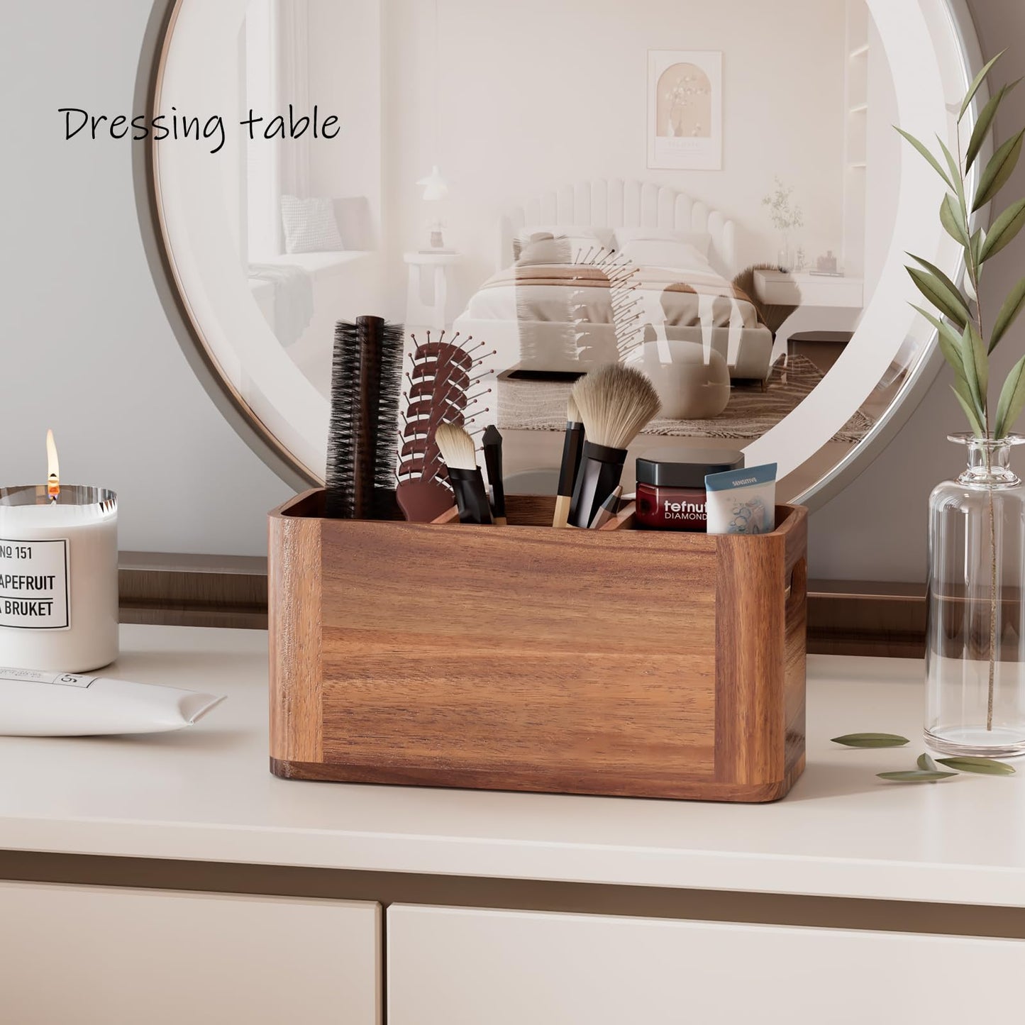 Yaoyiizy Silverware Holder, Acacia Wood Utensil Holder for Party, Silverware Organizer Countertop, Picnic Caddy for Party, Countertop, Camping