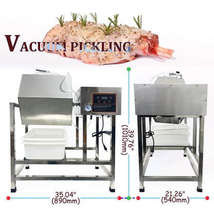INTSUPERMAI 90L Vacuum Meat Marinator, 110V Meat Vegetable Vacuum Tumbler Marinating Machine, 500W Commercial Food Marinator, 0-99 Min Time Setting, Stainless Steel, 360° Rotation