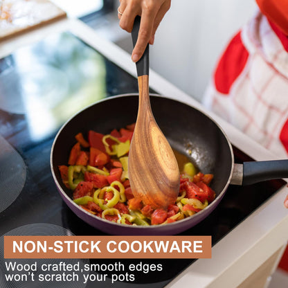 2 Pcs Large Wooden Spoons for Cooking Serving Utensils 12" Big Mixing Non Toxic Spoon for Baking Cooking Spatula Set Unique Acacia Wood Teak Long Stirring Spoons Ladle Kitchen Tools Gift