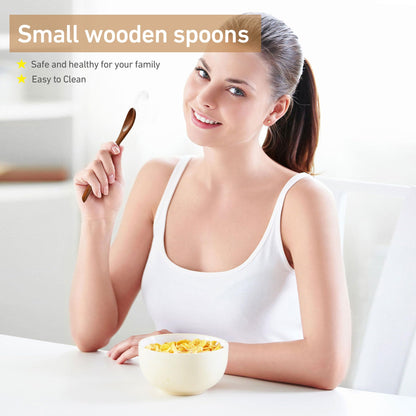 Hefild 2PCS 7.8inch Wooden Spoons for Honey and Coffee，Small Wooden Spoons with Long Handle for Stirring – Padauk Wood Honey Spoon & Coffee Spoons for Jars, Tea and Spice