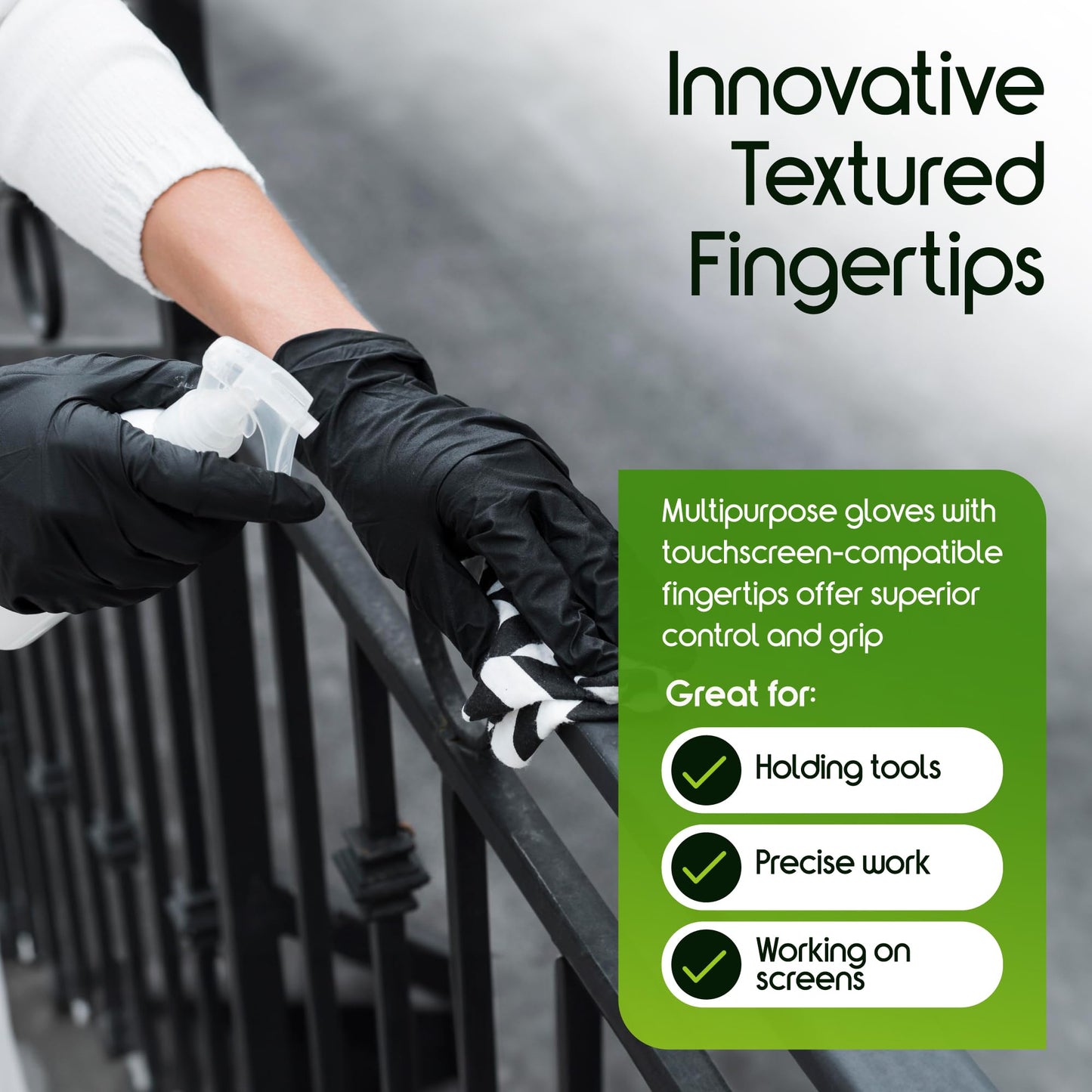 Inspire Black Nitrile Gloves HEAVY DUTY 6 Mil Chemical Resistant Medical Cooking Cleaning Disposable Glove