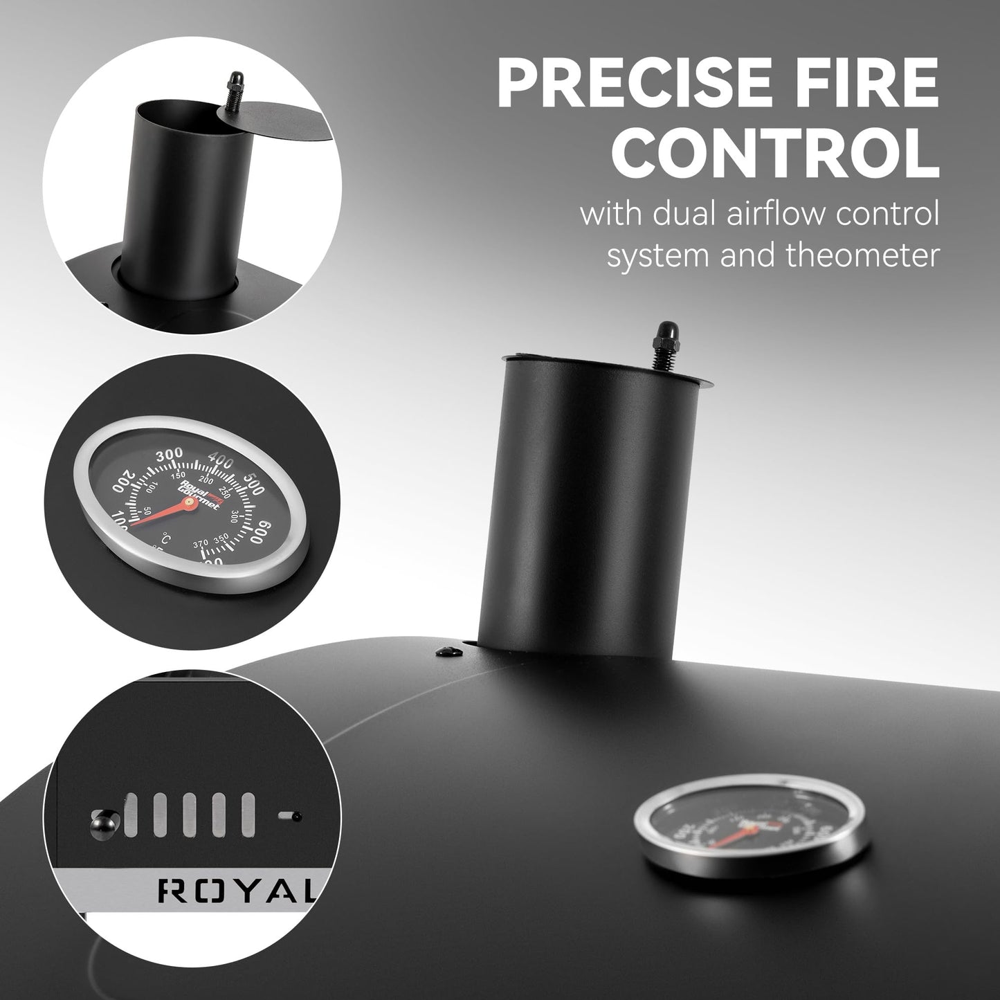 Royal Gourmet CD1824ET Movable Charcoal BBQ Grill with Foldable Side Tables, Outdoor Barbecue Grill with 470 Sq. In. Cooking Area for Outdoor Picnic and Camping Grilling, Black