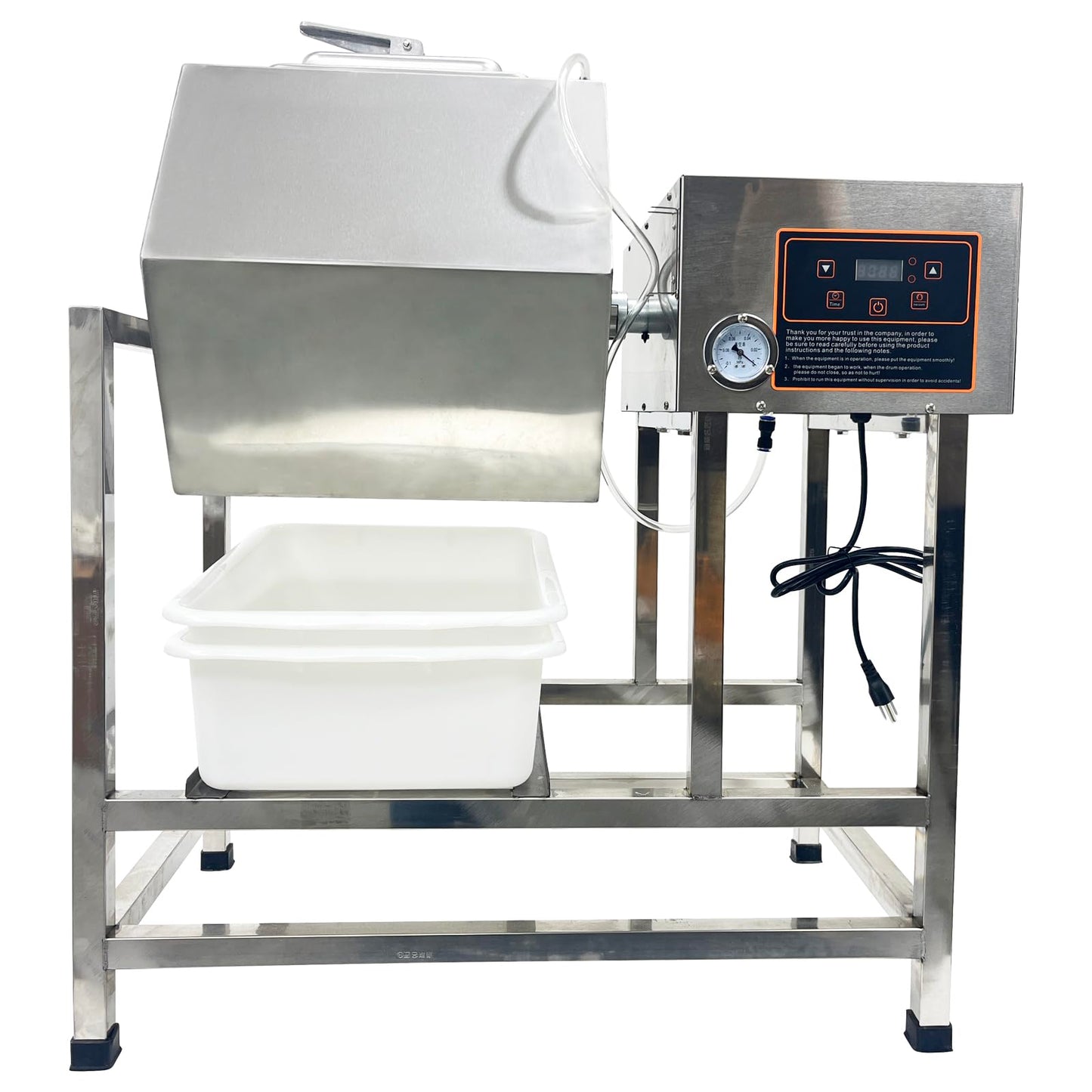 Yokoma Meat Vegetable Tumbler Marinator, 90L Capacity Marinate 47.5kg Commercial Electric Vacuum Pump Vegetable Marinating Machine Stainless Steel Meat Curing Marinator for for Jerky, Sausage, Bacon