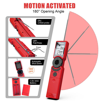 Thermochef Meat Thermometer Digital Instant Read for Grilling, High Accuracy ±1% ℉, Backlit Screen with Auto Wake/Sleep, Customized Mode Food Thermometer for Cooking, BBQ Beef Home Essentials Red