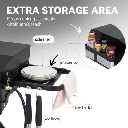 Royal Gourmet PD3001 3-Burner Propane Gas Griddle with Collapsible Stand, 23-Inch Portable Griddle with Side Table & 314 Sq. In. Cooking Area for Camping, Tailgating, Backyard & Patio, Black