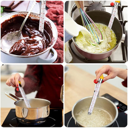 Candy Thermometer for Candy Making, 2025 New Deep Fry Oil Thermometer Candy Sugar Syrup Jam Jelly Instant Read Glass Food Kitchen Cooking Thermometer with Pot Clip and Hanging Hook for Food