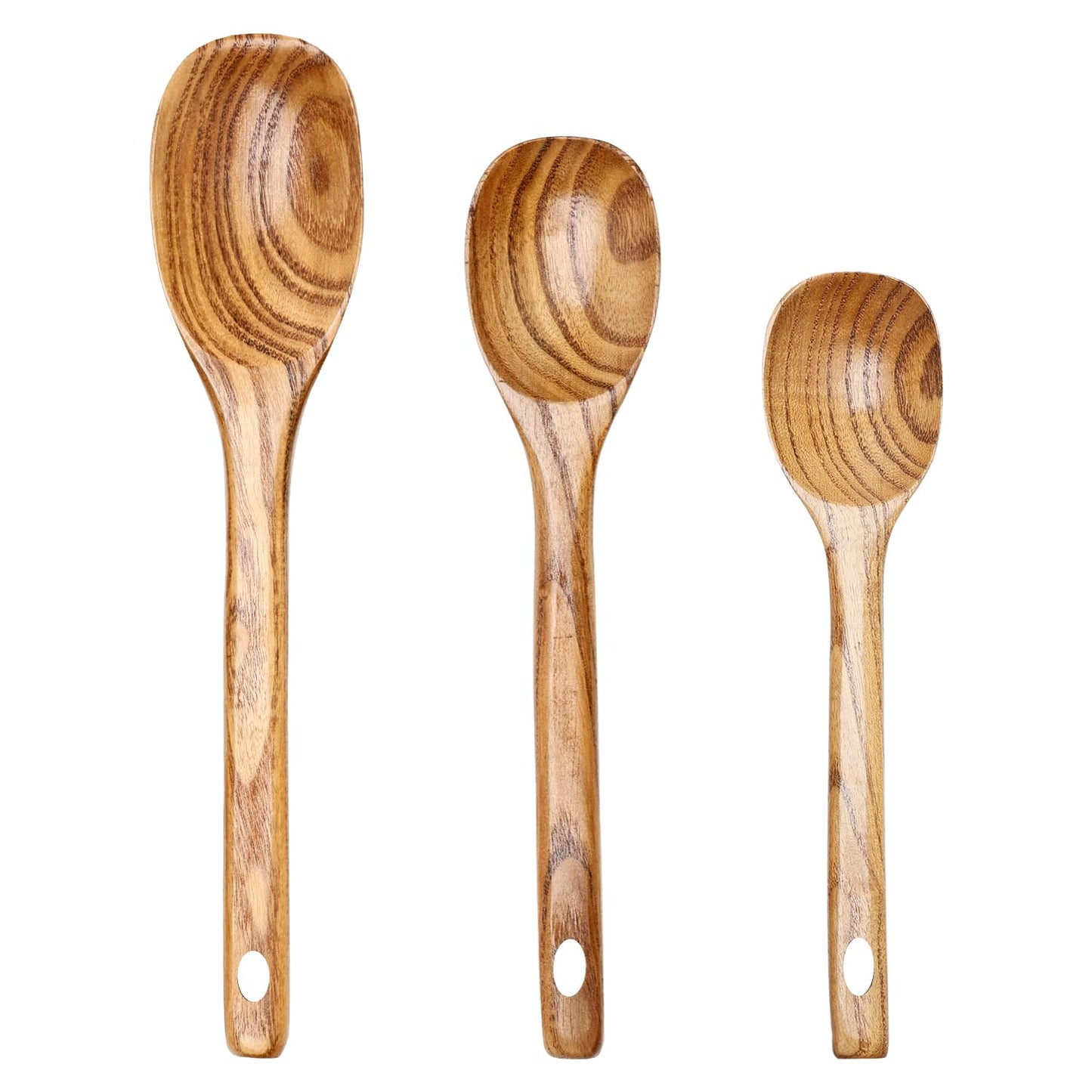 3 Piece Wooden Spoons for Cooking Spoon Set Wood Cooking Utensils Serving Spoon Kitchen Spatula Large Mixing Spoon Long Baking Ladle Bamboo Stirring Non Toxic Spoons Kitchen Tools Utensil